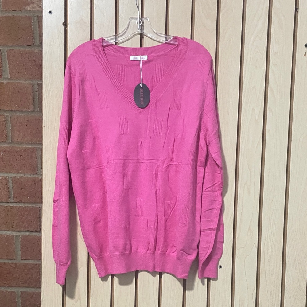Elegant Pink V-Neck Sweater for Women